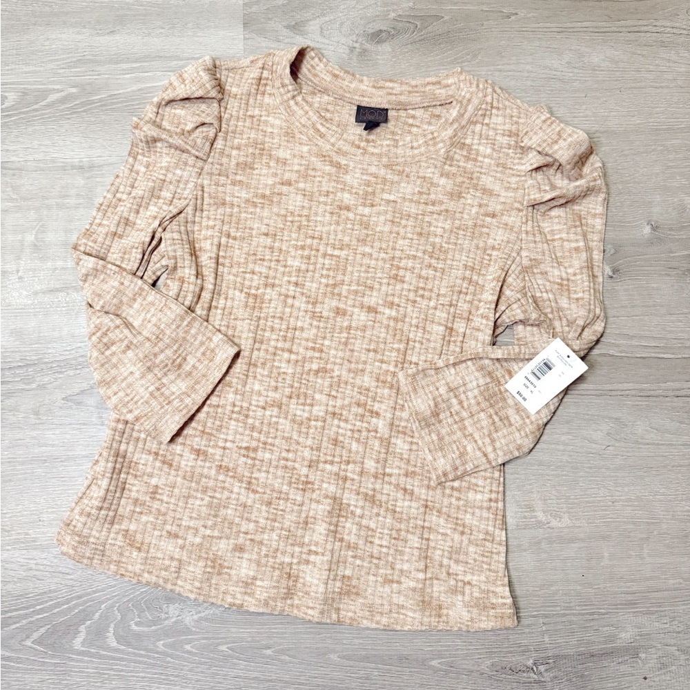 •MODLUSIVE• BEIGE PUFF SHOULDER TOP